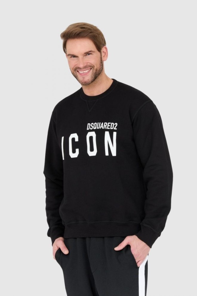 DSQUARED2 Black men's sweatshirt with large white icon logo