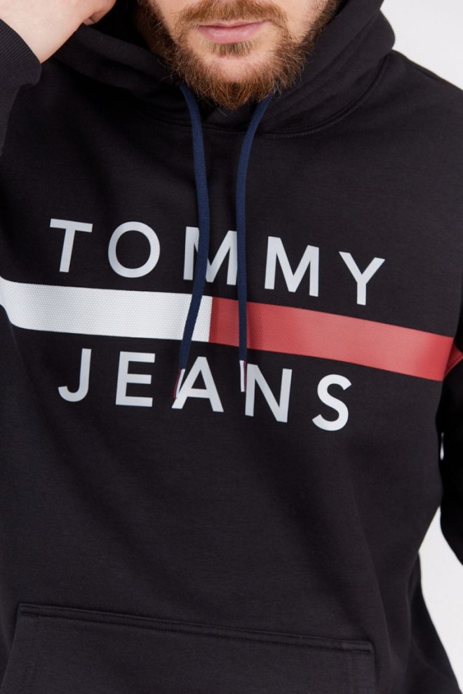 TOMMY JEANS Black men's sweatshirt with reflective logo