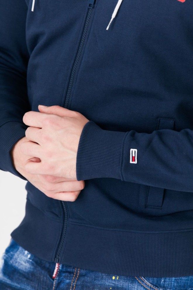 TOMMY JEANS Hanorac albastru marin cu fermoar și logo mare pentru bărbați