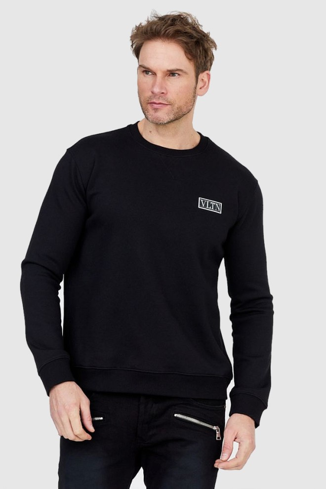 VALENTINO Black men's sweatshirt with logo vltn