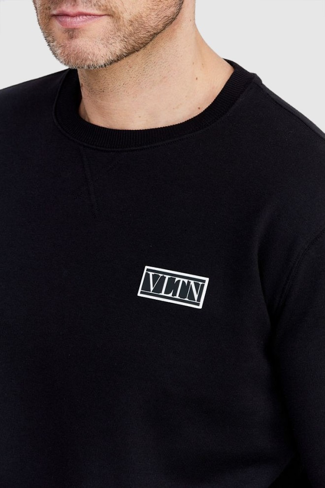 VALENTINO Black men's sweatshirt with logo vltn