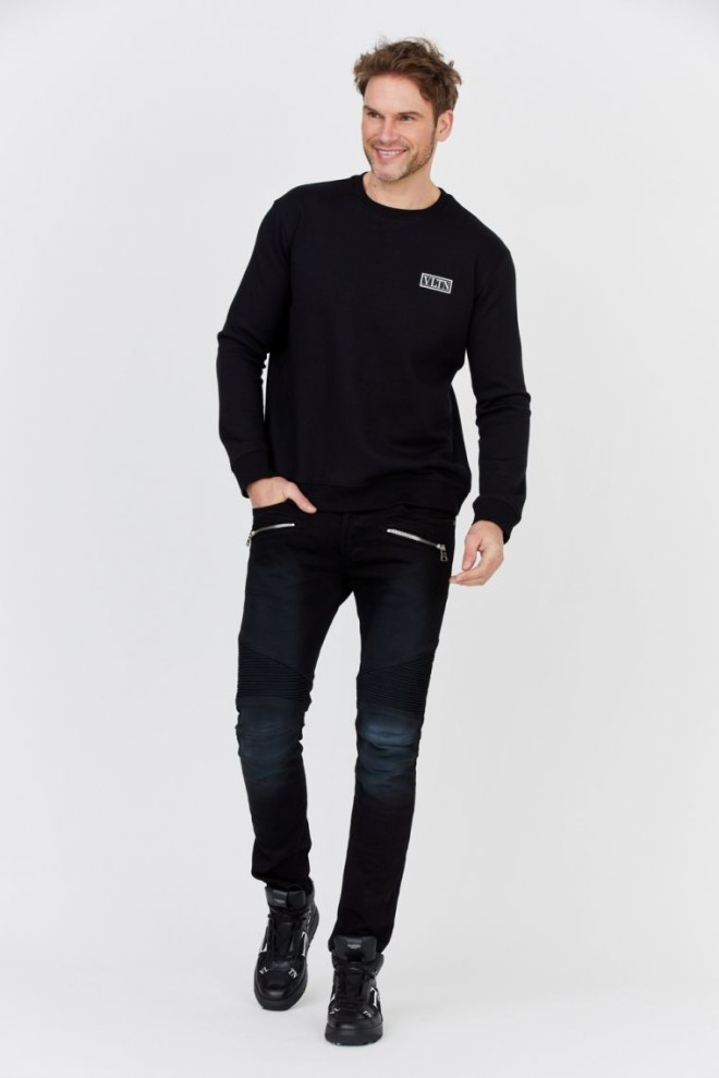 VALENTINO Black men's sweatshirt with logo vltn