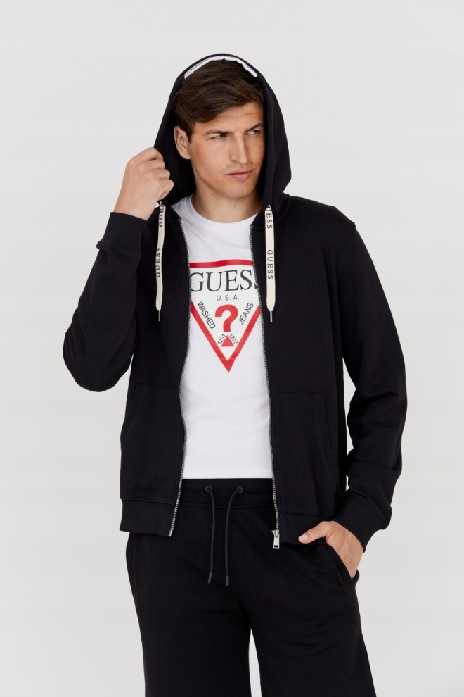 GUESS Czarna męska bluza z kapturem Slim Fit