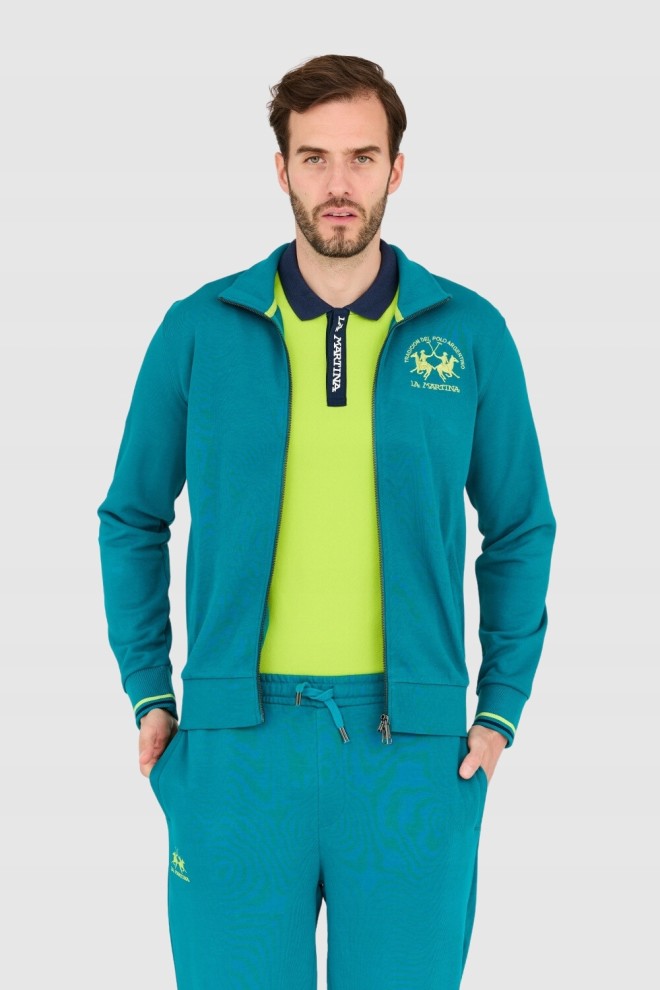 LA MARTINA Turquoise men's zip-up sweatshirt