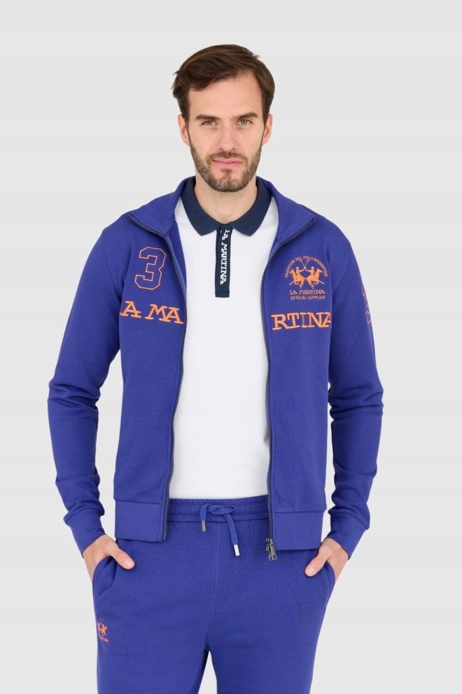 LA MARTINA Purple men's zip-up sweatshirt