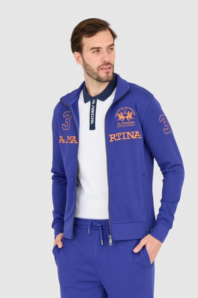 LA MARTINA Purple men's zip-up sweatshirt