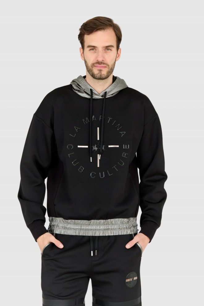 LA MARTINA Black men's hooded sweatshirt