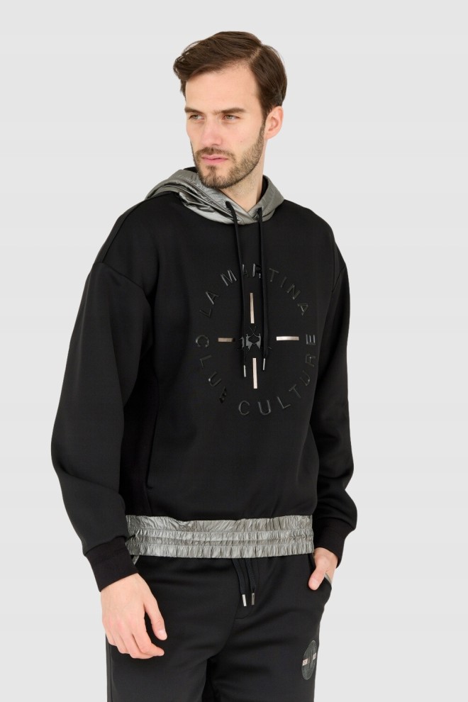 LA MARTINA Black men's hooded sweatshirt