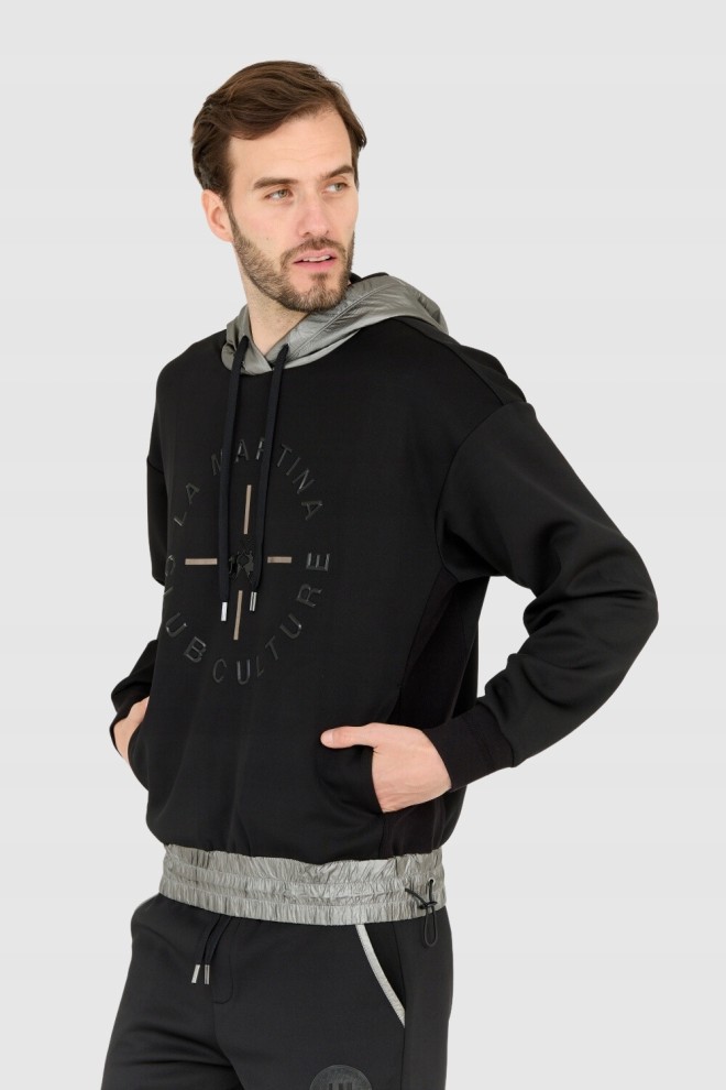 LA MARTINA Black men's hooded sweatshirt