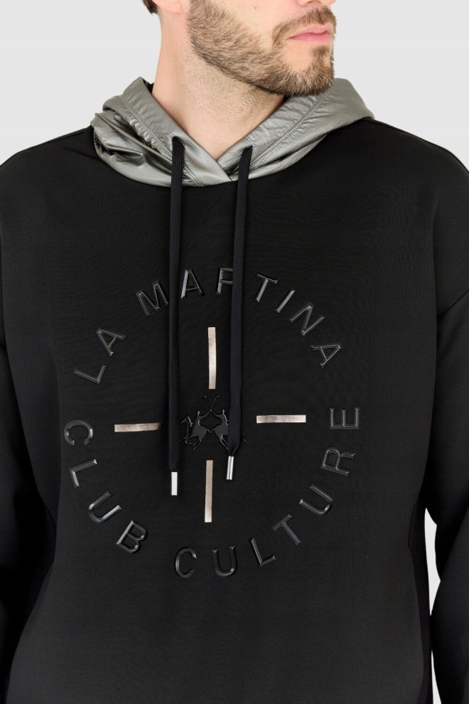 LA MARTINA Black men's hooded sweatshirt