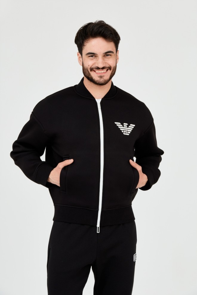 EMPORIO ARMANI Black neoprene sweatshirt for men