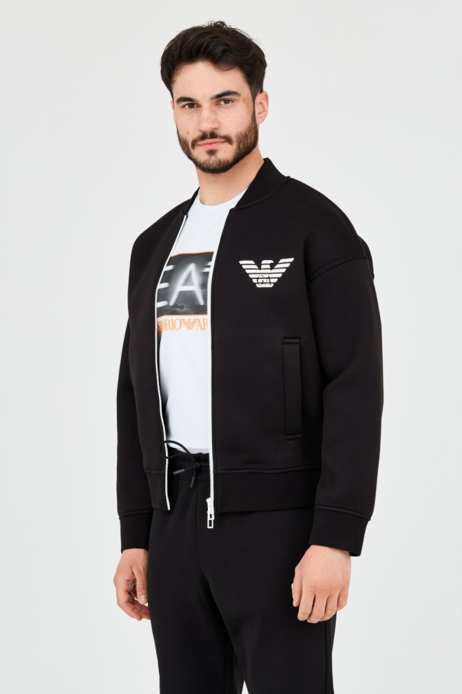 EMPORIO ARMANI Black neoprene sweatshirt for men