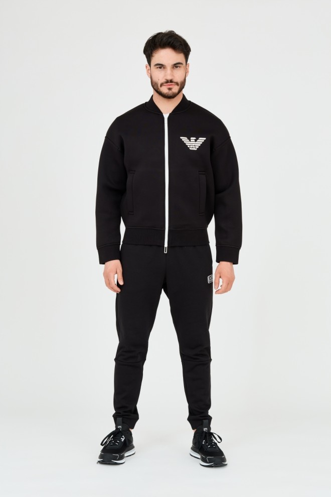 EMPORIO ARMANI Black neoprene sweatshirt for men