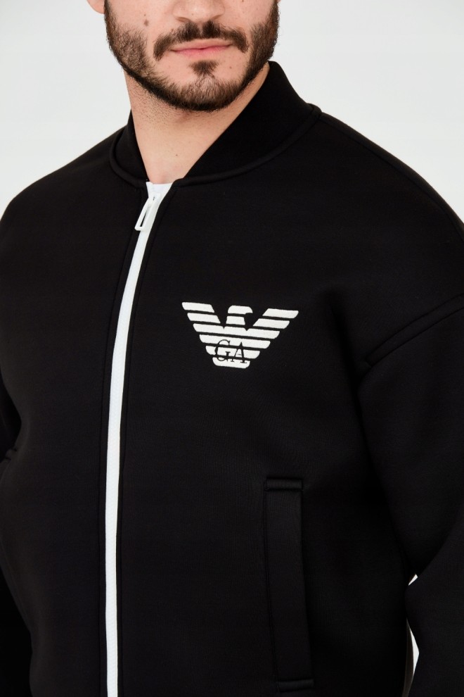 EMPORIO ARMANI Black neoprene sweatshirt for men