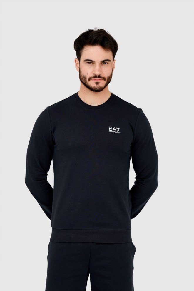 EA7 Men's navy blue sweatshirt with white logo