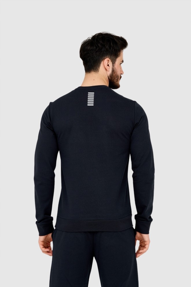 EA7 Men's navy blue sweatshirt with white logo