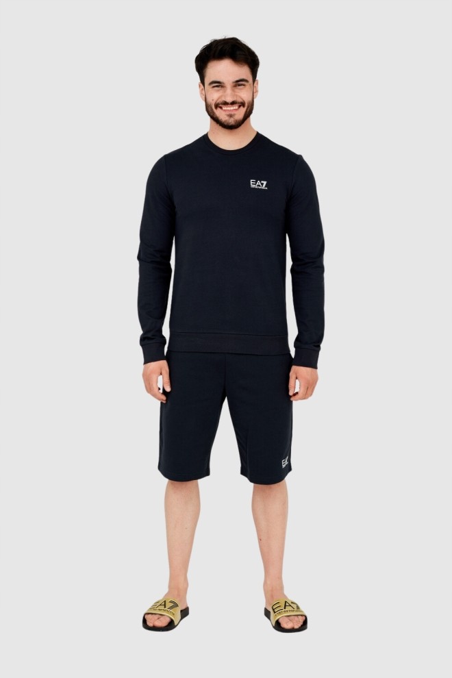 EA7 Men's navy blue sweatshirt with white logo