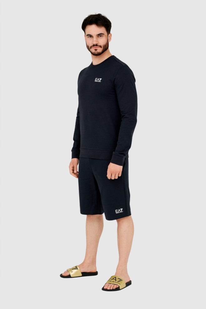 EA7 Men's navy blue sweatshirt with white logo