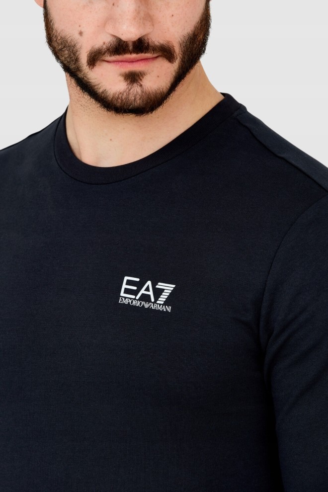 EA7 Men's navy blue sweatshirt with white logo