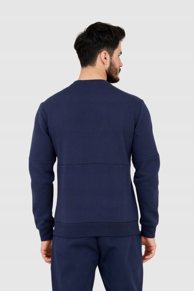 EA7 Hanorac albastru marin pentru bărbați cu logo peticit