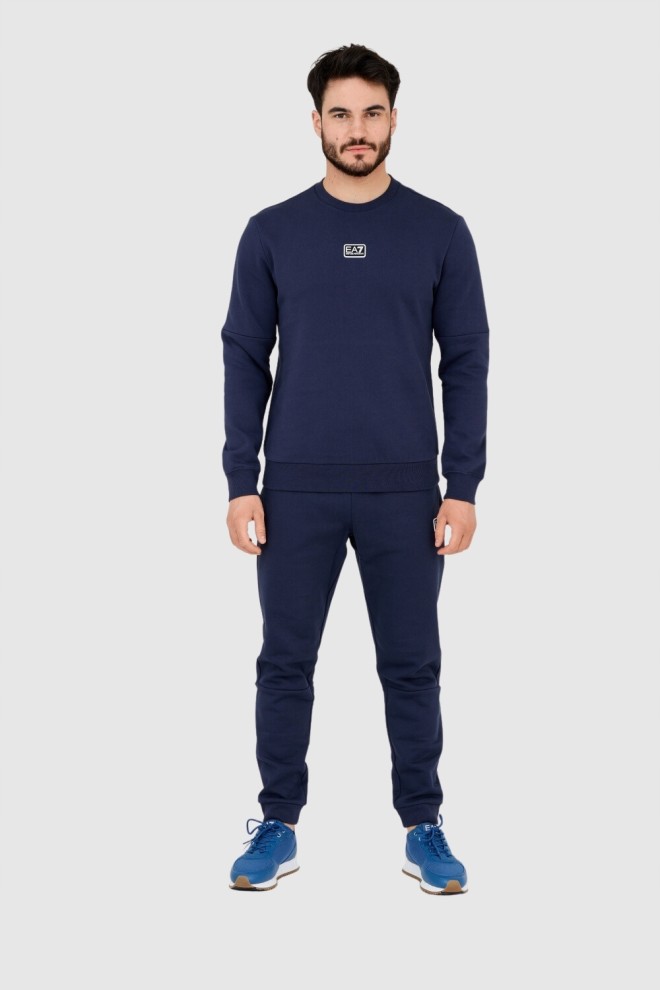 EA7 Men's navy blue sweatshirt with logo patch