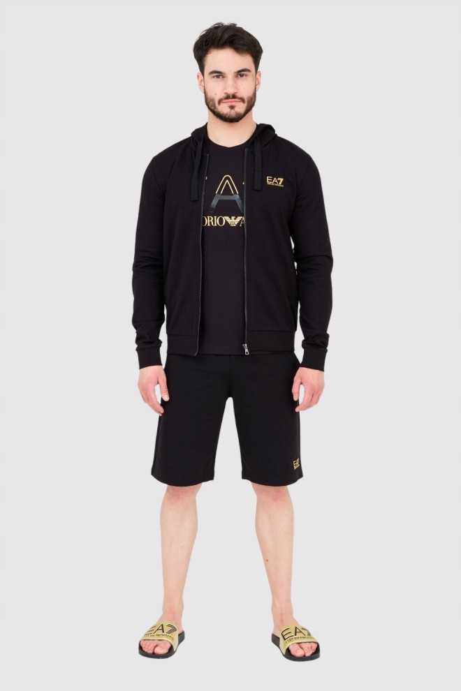 EA7 Black hoodie with gold logo