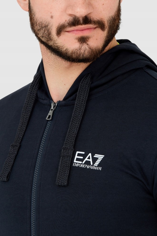 EA7 Navy blue men's hooded sweatshirt