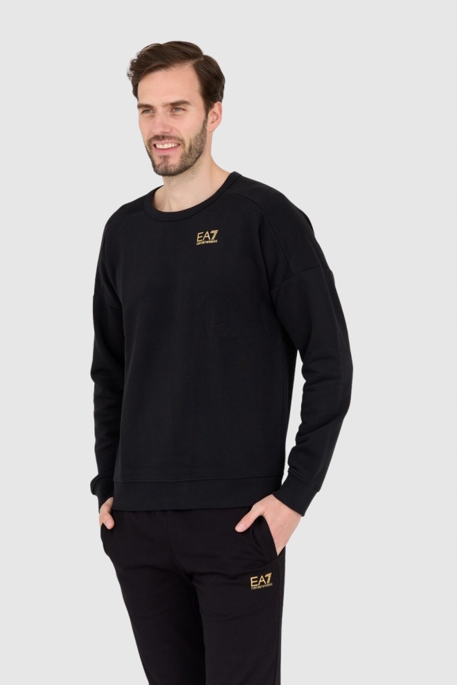 EA7 Black men's sweatshirt with gold logo