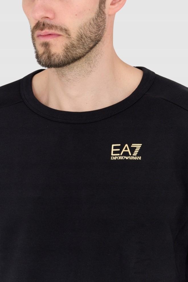 EA7 Black men's sweatshirt with gold logo