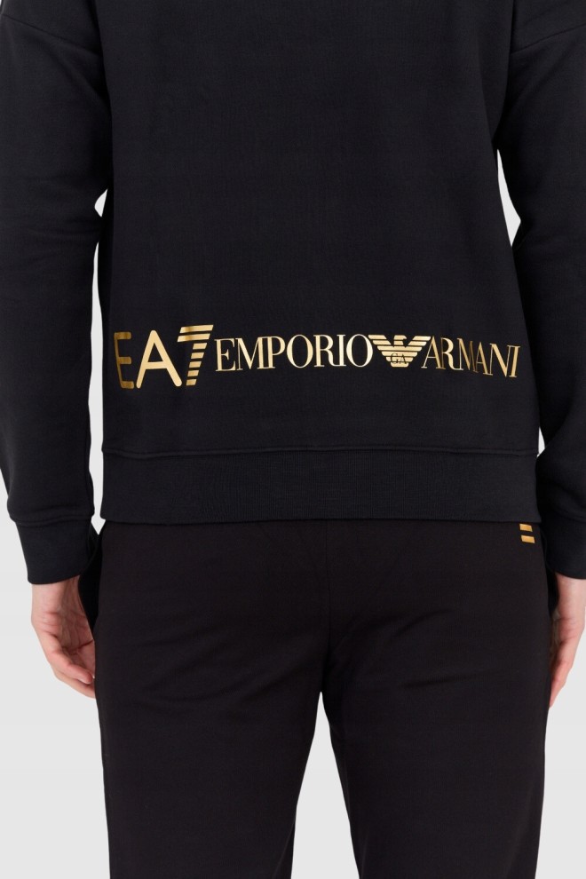 EA7 Black men's sweatshirt with gold logo