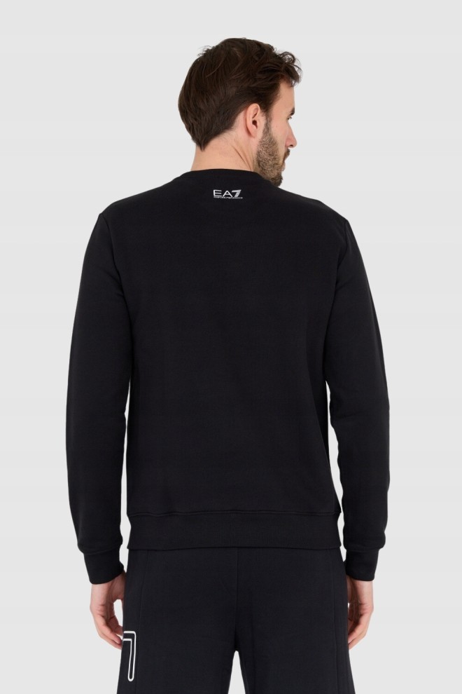 EA7 Black men's sweatshirt with blue logo