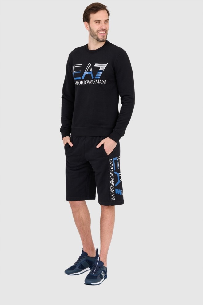 EA7 Black men's sweatshirt with blue logo