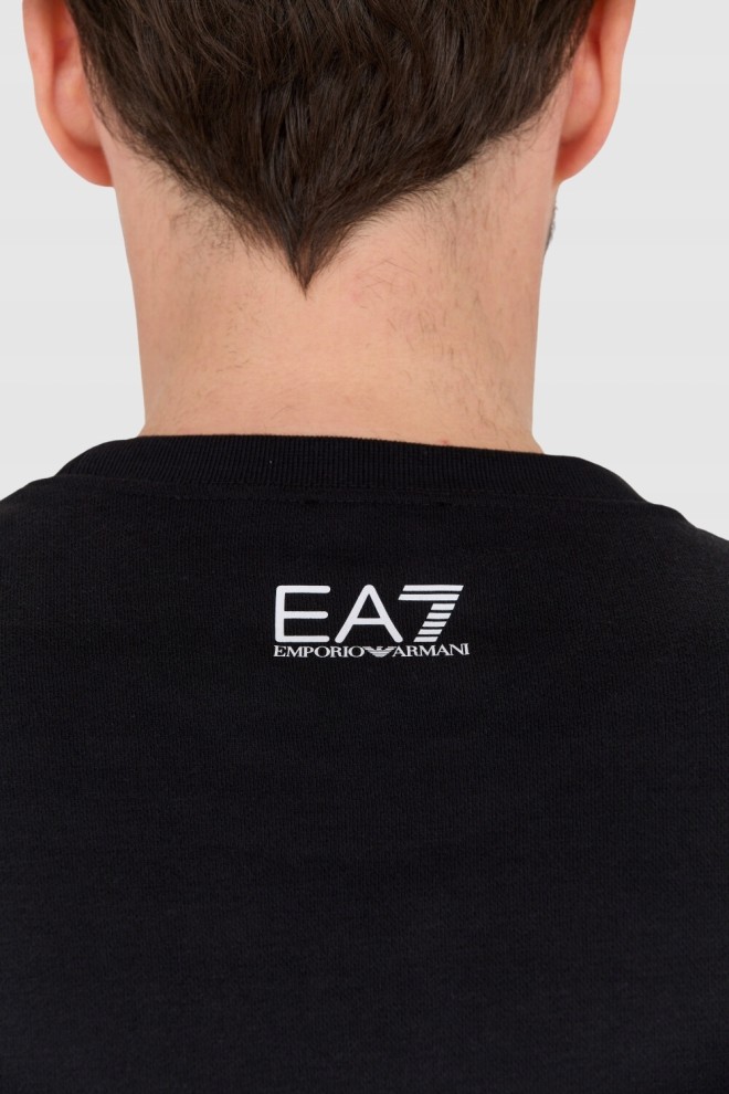 EA7 Czarna bluza męska z niebieskim logo