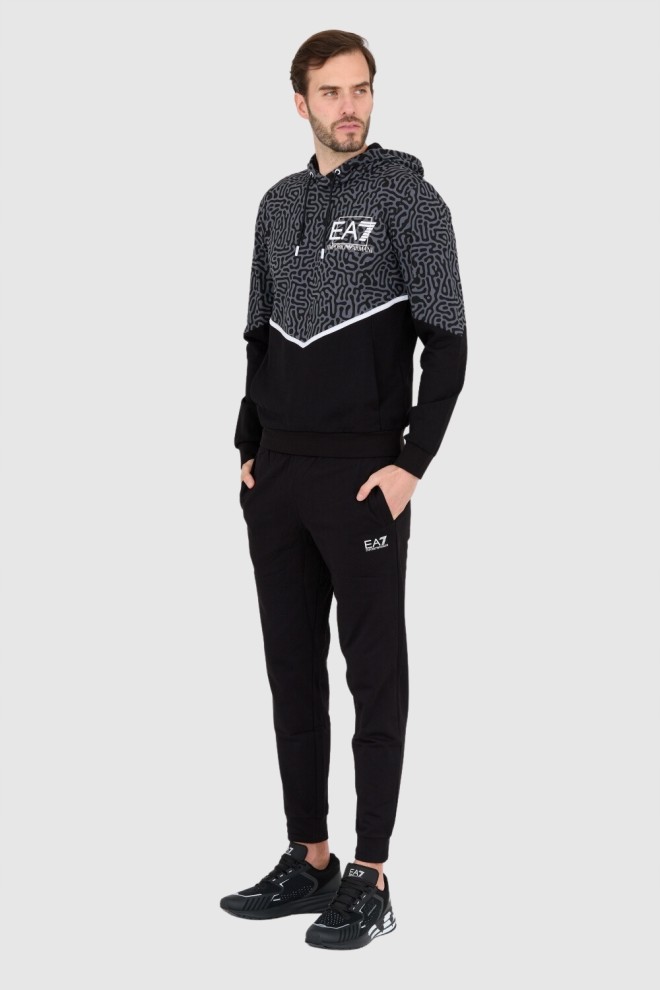 EA7 Hanorac moro negru și gri pentru bărbați