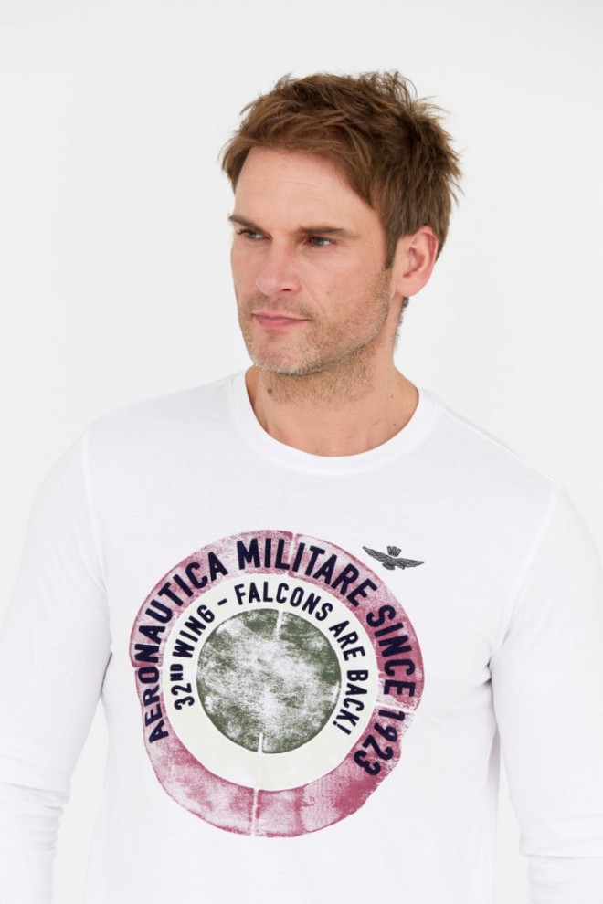 AERONAUTICA MILITARE White men's longsleeve with round logo