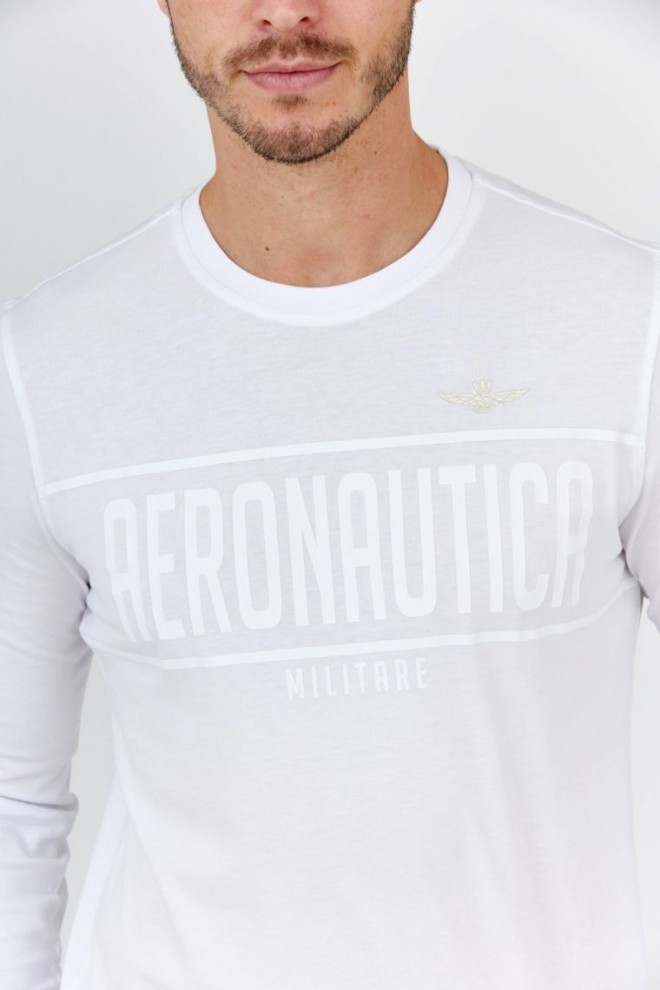 AERONAUTICA MILITARE White men's longsleeve with velvet logo