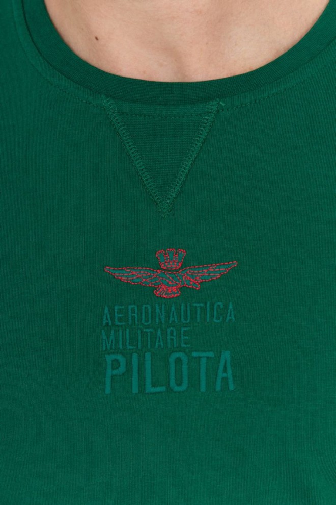 AERONAUTICA MILITARE Green men's longsleeve with embroidered logo