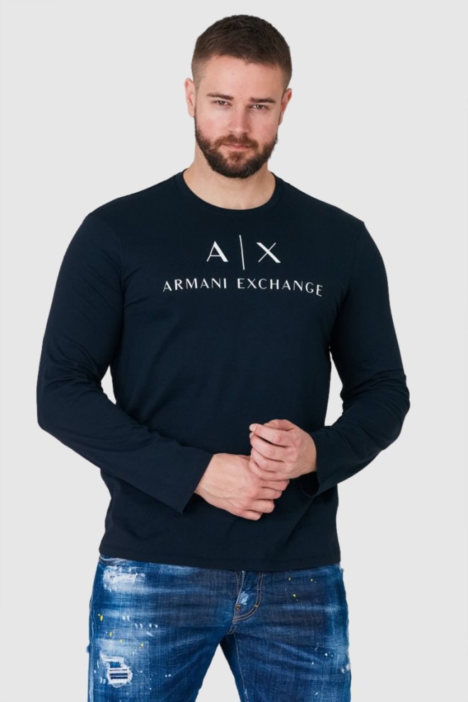 ARMANI EXCHANGE Чоловічий темно-синій лонгслів з логотипом