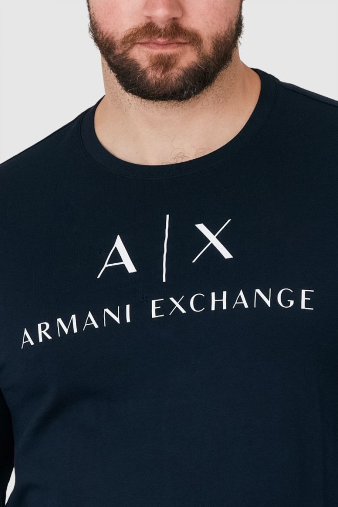 ARMANI EXCHANGE Чоловічий темно-синій лонгслів з логотипом