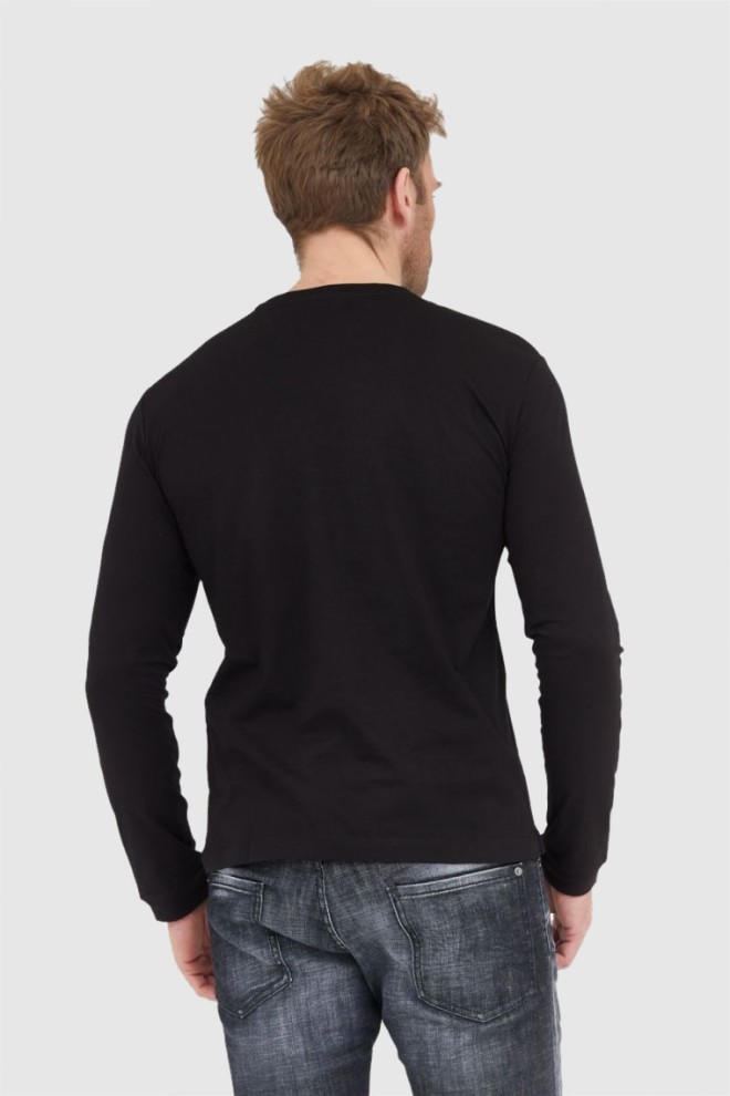 EA7 Black men's longsleeve with logo applique