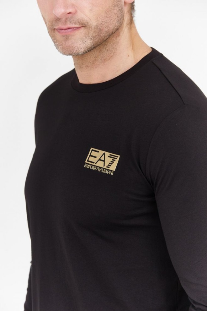 EA7 Black men's longsleeve with logo applique