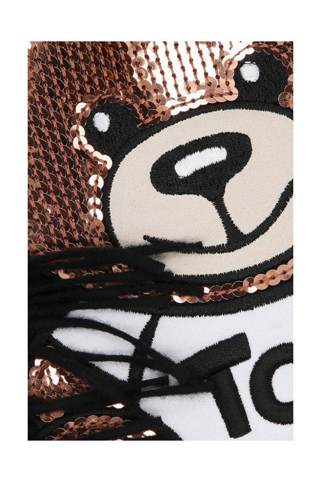 MOSCHINO Black women's scarf with sequin teddy bear