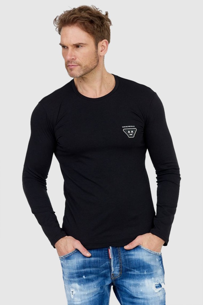 EMPORIO ARMANI Black men's longsleeve with emoticon