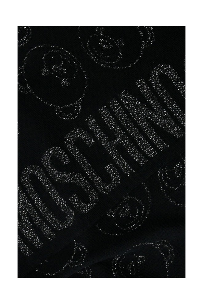 MOSCHINO Two-sided black women's scarf with silver teddy bears