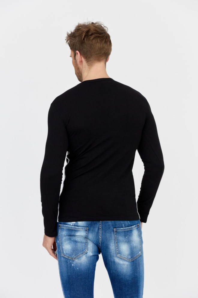 EMPORIO ARMANI Black men's longsleeve with stripes