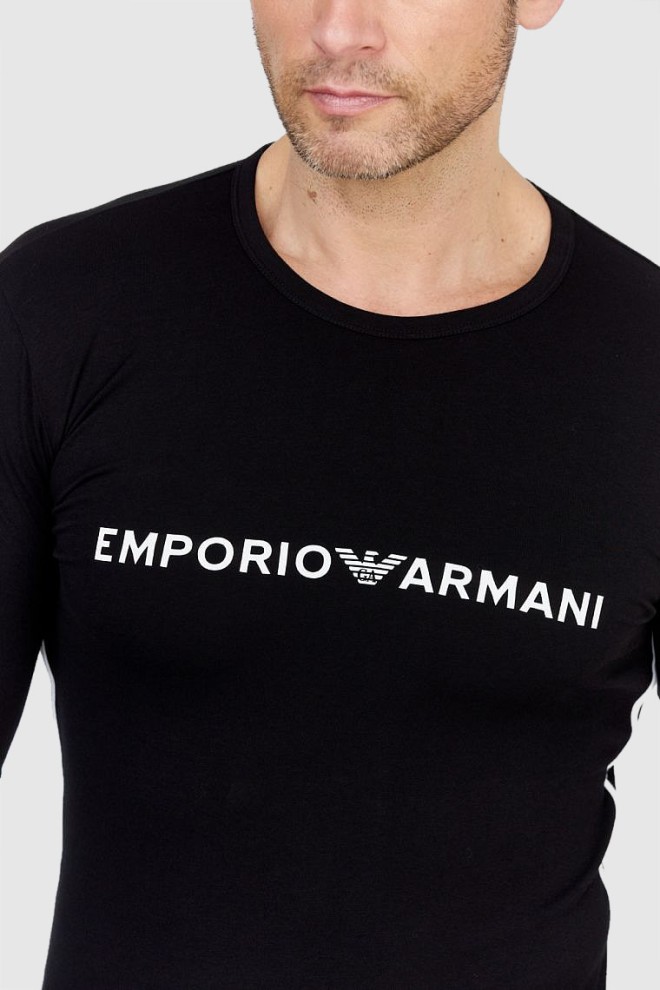 EMPORIO ARMANI Manșon lung negru cu dungi pentru bărbați