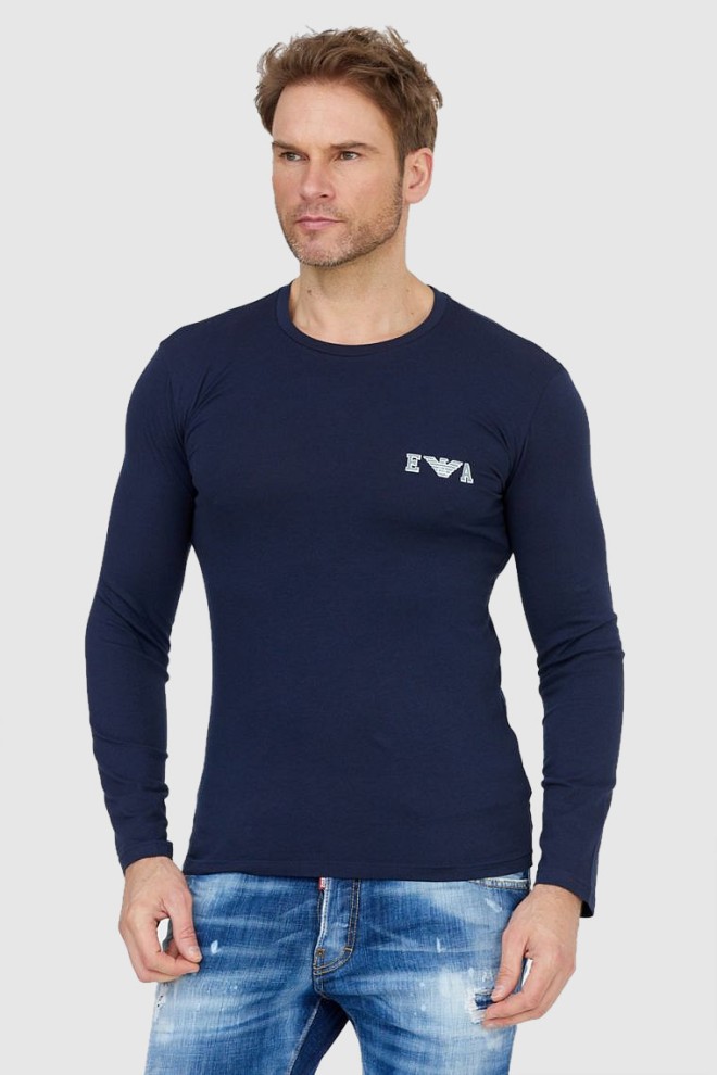 EMPORIO ARMANI Navy blue men's longsleeve with grey logo