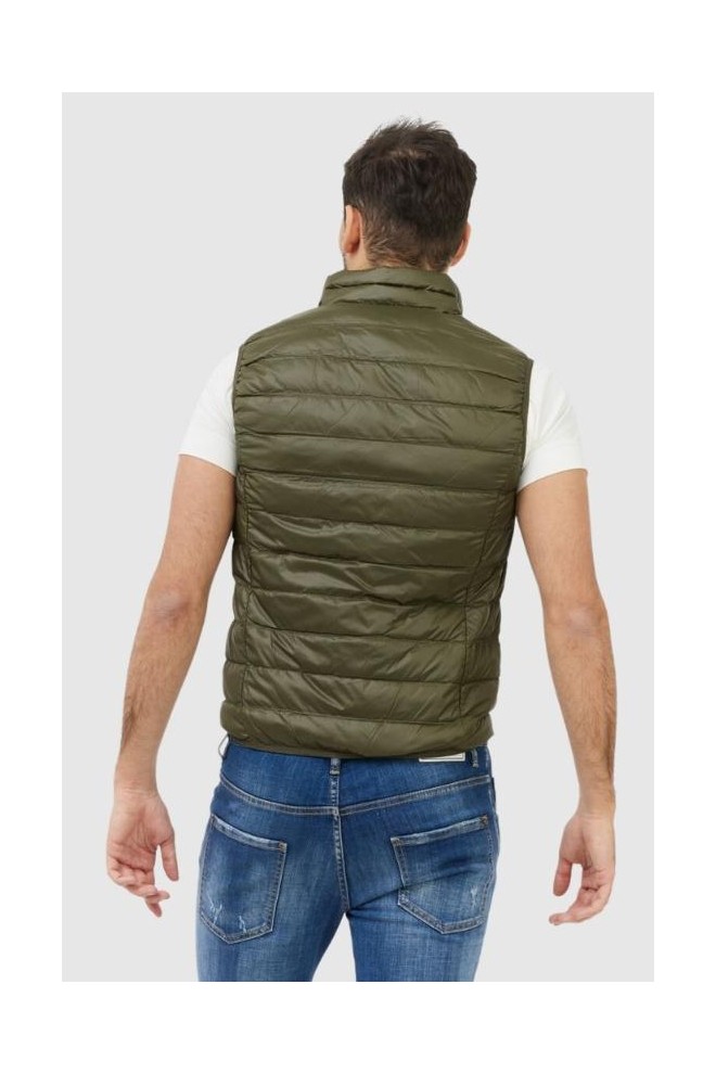 EA7 Green men's sleeveless jacket with silver logo