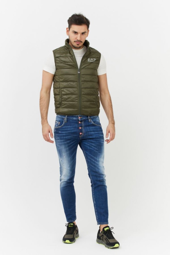 EA7 Green men's sleeveless jacket with silver logo