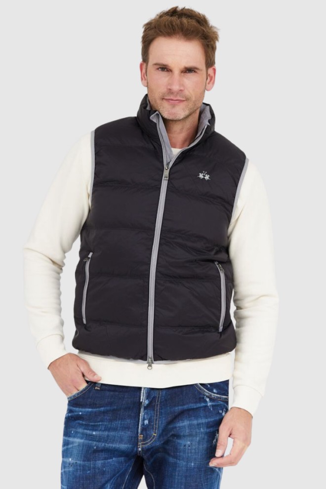 LA MARTINA Black men's down sleeveless jacket